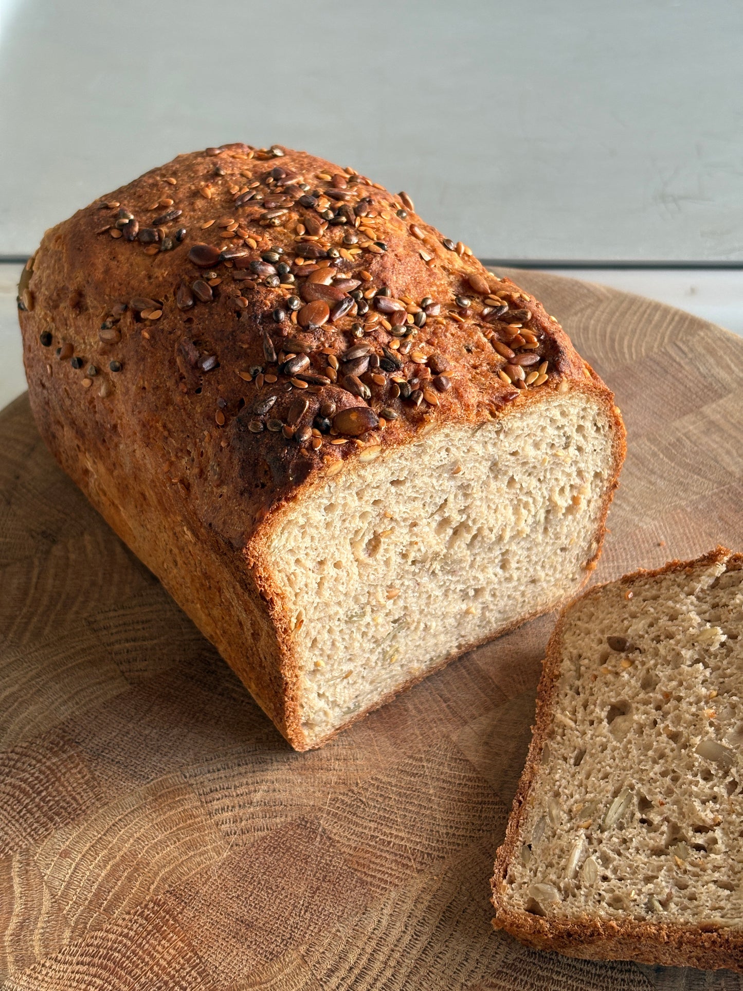 Sliced gluten free seeded sandwich loaf