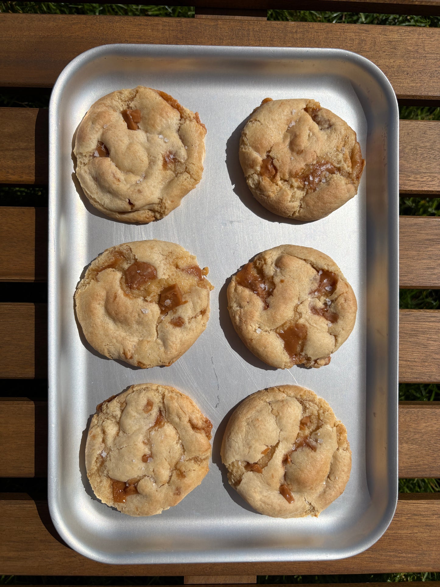 A Tray of 6 gluten free salted caramel cookies